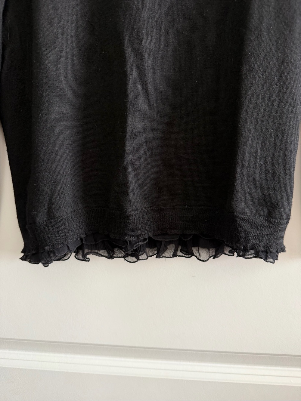J. Crew Black Ruffle-Edge Button-Front Cardigan - Picture 7 of 8
